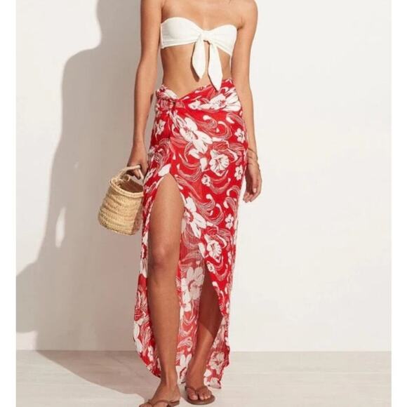 FAITHFULL THE LABEL - LULU MAXI SKIRT CAMARA FLORAL PRINT - RED Size 4 - Picture 8 of 8